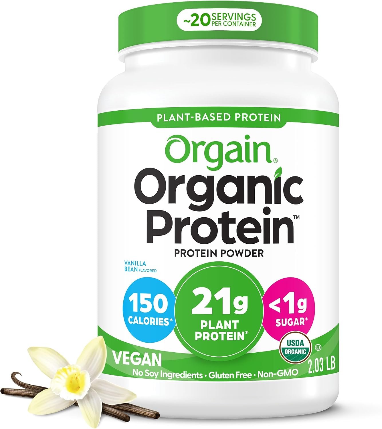 Vanilla bean plant-based protein powder