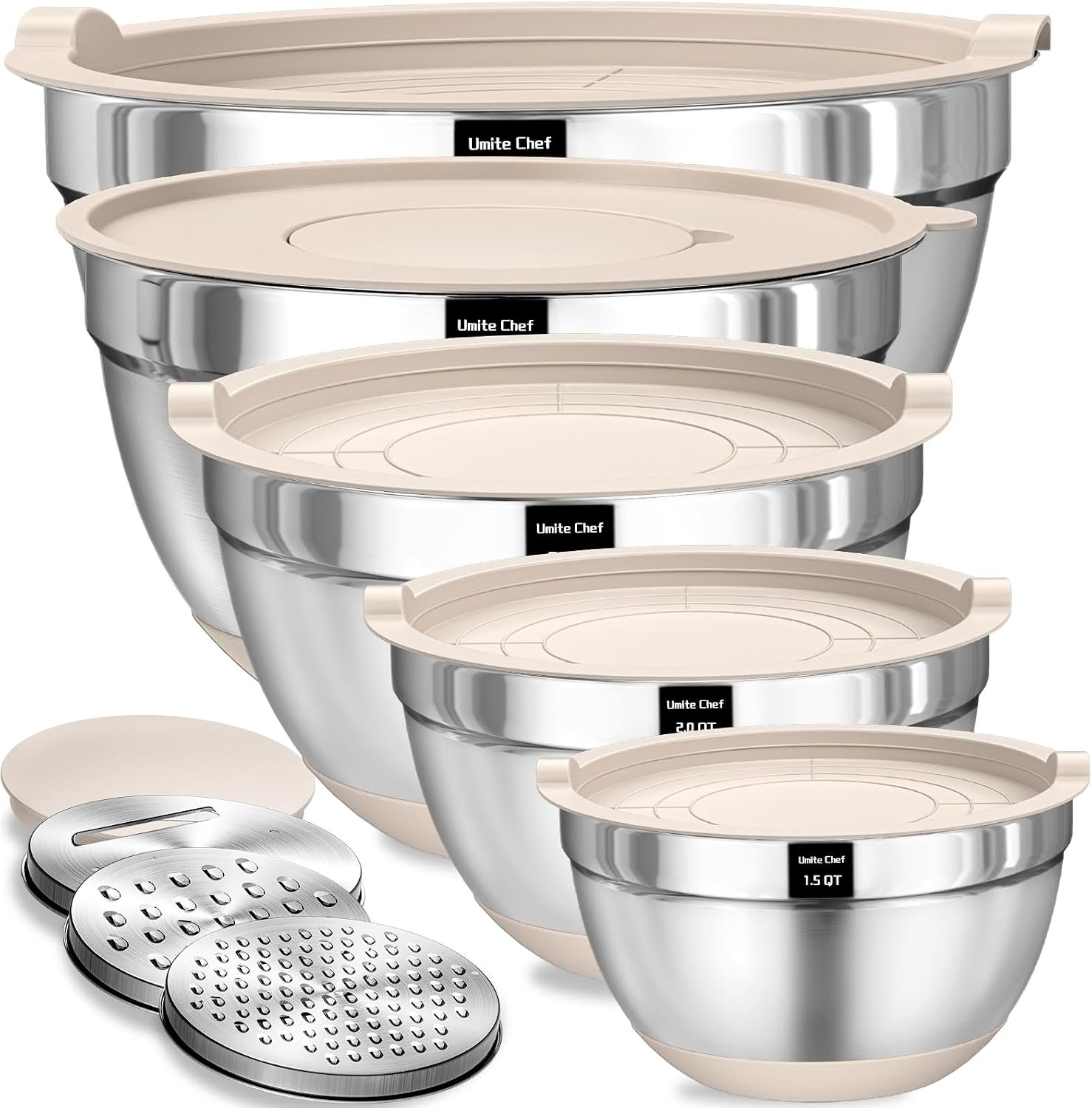 Mixing bowl set with lids